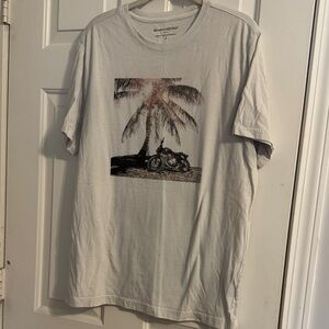 Banana Republic Men's Cream Graphic Palm Motorcycle Tee
